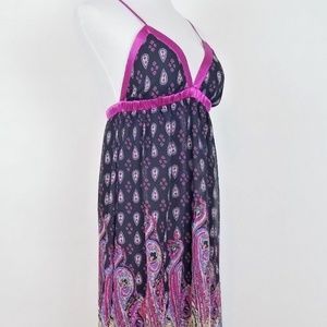 Wishes Size M Floral Paisley Halter Lined Maxi